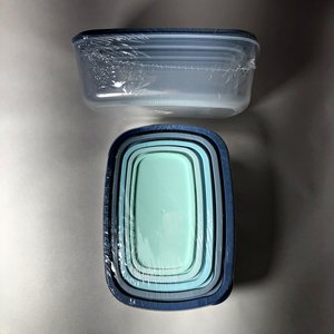 Juegos de Recipientes Rectangulares Apilables de Metal con Tapa Plástica Celeste - imagen 2