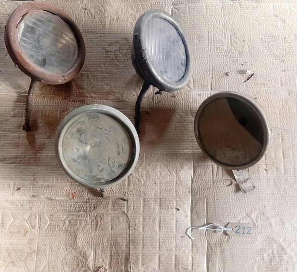 4 Faroles Antiguos para Vehículos, 2 Fort con Vidrio Original