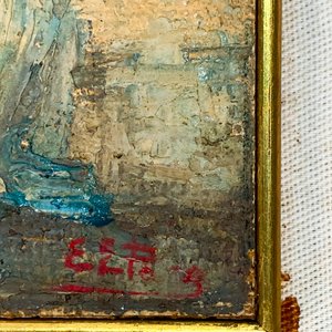 Cuadro Óleo sobre Cartón: Desnudo de Dama de Perfil, Firmado - imagen 3