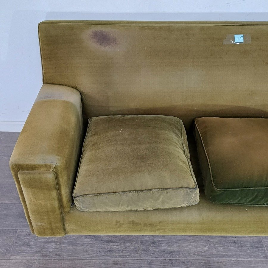 Sillón de 3 cuerpos de terciopelo y madera - imagen 3