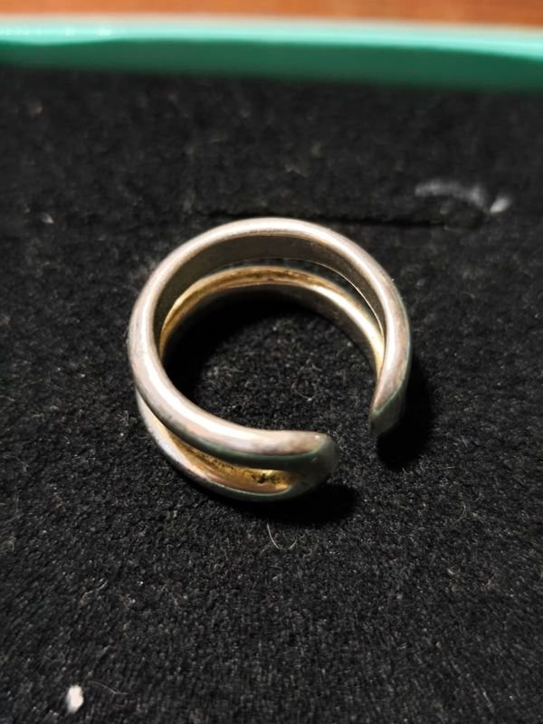 Anillo Doble Doble Aro Plata Regulable
