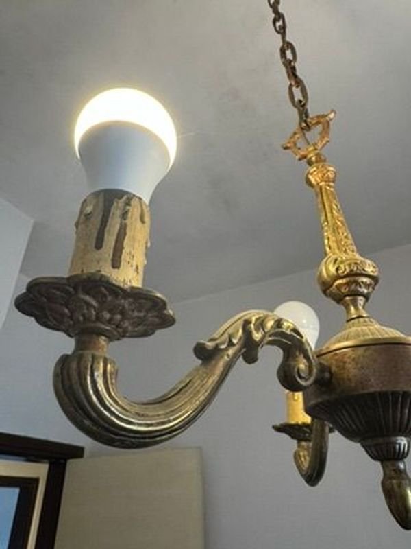 Lámpara de bronce con tres luces - imagen 3