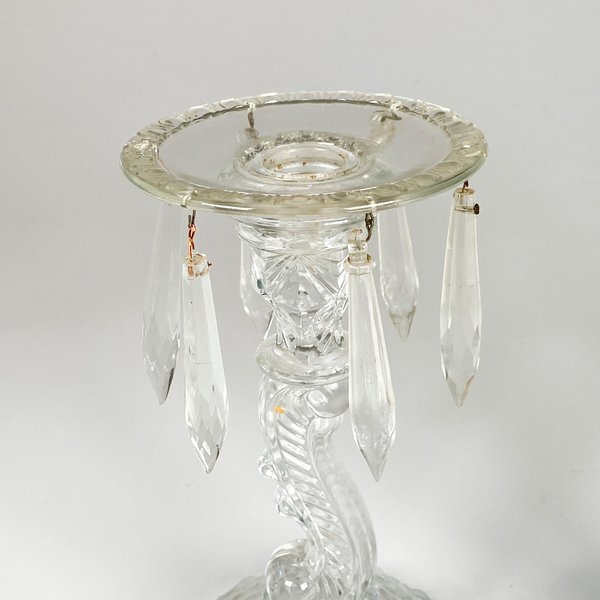 Candeleros en cristal tallados con caireles lagrimas - imagen 4