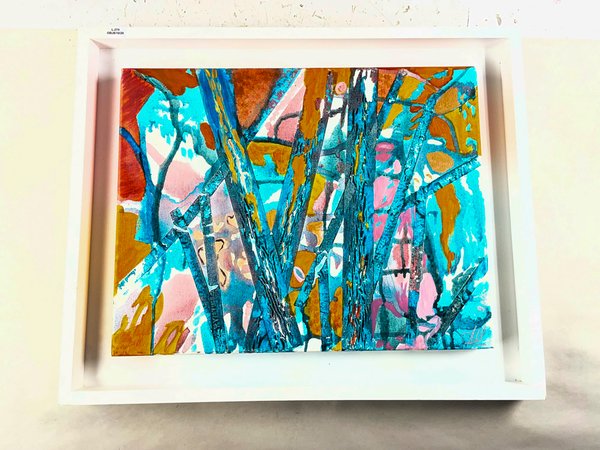 Bastidor Multicolor Abstracto 45x35 con Marco Blanco