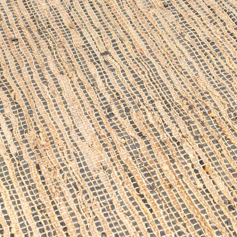 Alfombra de retazos de cuero y yute trenzado - imagen 3