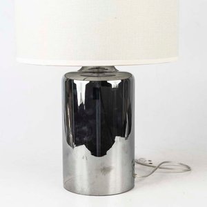 Lámpara de Mesa Cilíndrica Vidrio Espejado con Pantalla Blanca - imagen 2