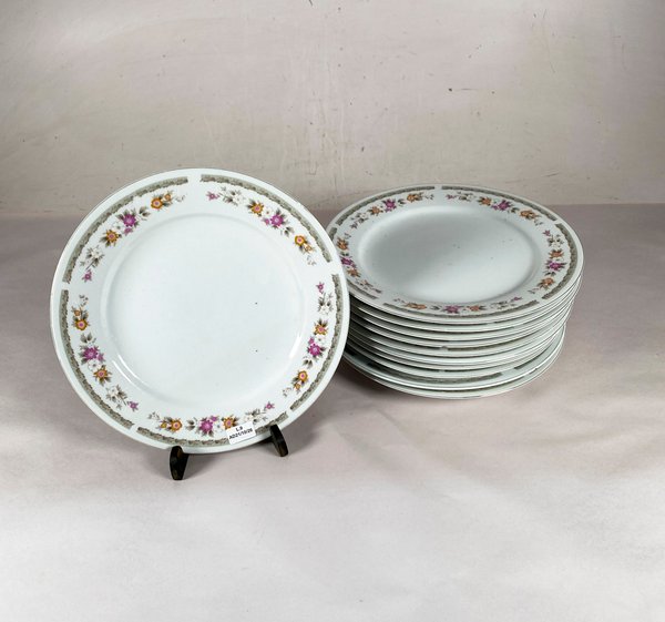 Once Platos Llanos con Guarda Floral - 27 cm Diámetro - imagen 1