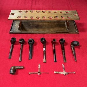 Pipero de Madera con 7 Pipas y Accesorios de Mantenimiento - imagen 2