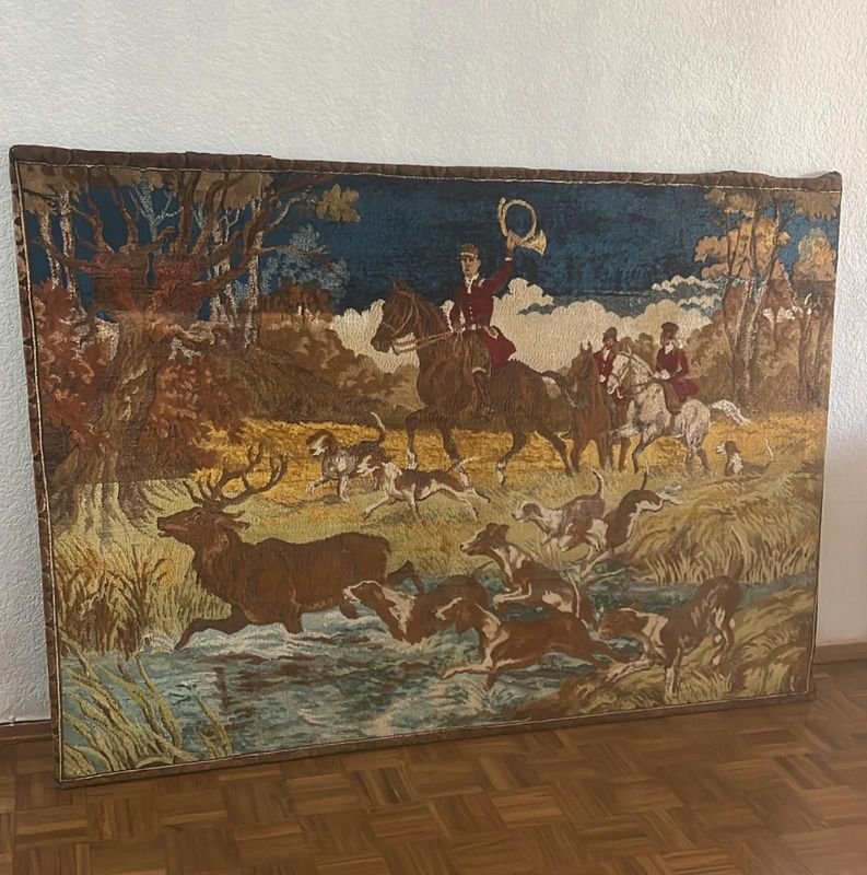 Tapicería antigua de caza en lana - imagen 3
