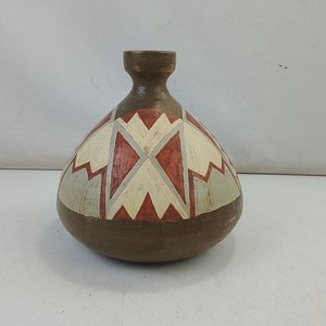 Jarra Decorativa Botijo Cerámica Esmaltada y Pintada a Mano T. Santos - imagen 2