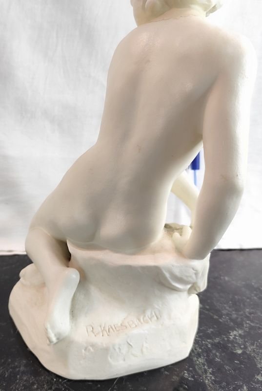 Figura de porcelana Rosenthal firmada Kaesbach, mujer desnuda en biscuit - imagen 5