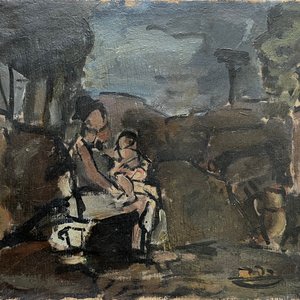 Lote anterior: Jonio Montiel "Paisaje con maternidad" Óleo sobre cartón