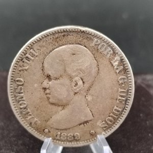 Moneda de Plata Española 5 Pesetas Alfonso XIII - 1889 - imagen 2