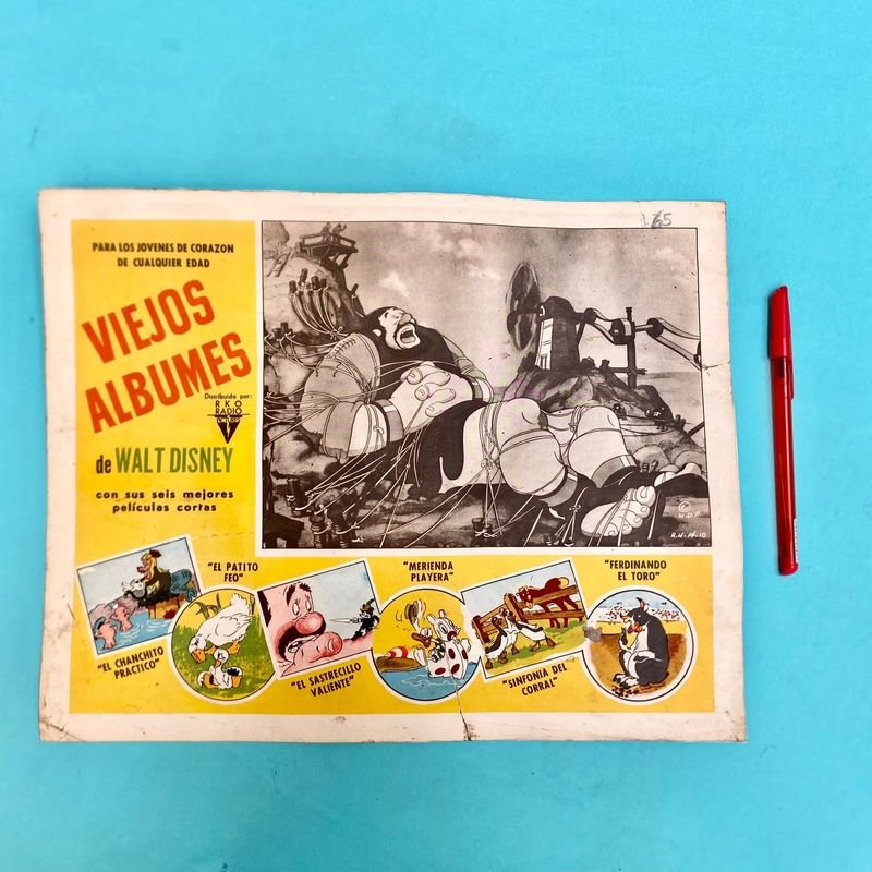 Afiche Publicitario "Viejos Álbumes de Walt Disney" Cinematográfico Antiguo 1930s