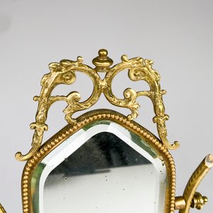 Espejo de tocador antiguo en bronce y ónix con detalles ornamentales - imagen 5