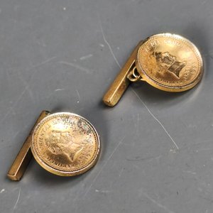 Tres Pares de Gemelos Vintage: Nácar, Monedas y Borgoña - imagen 5