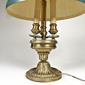 Lámpara de Bronce con Pantallas Verdes de Chapa - Altura 64 cm - imagen 2