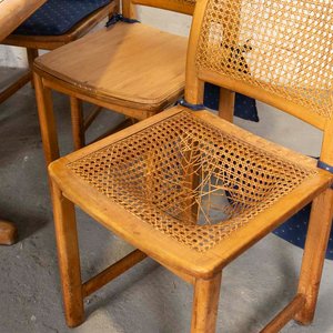 Mesa de Comedor Cuadrada con Pie Central y Seis Sillas Estilo Rústico - imagen 2