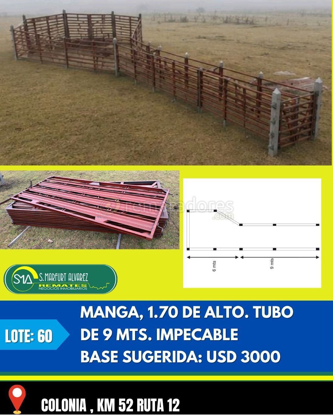 Lote de 60 Tubos Metálicos para Manga Ganadera