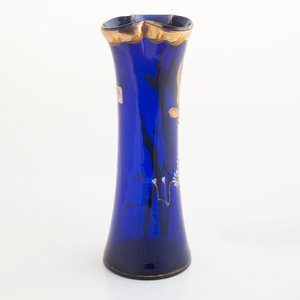 Florero de Cristal Veneciano Azul con Esmalte y Oro - 28cm - imagen 3