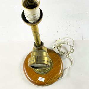 Lámpara de sobremesa con contador en bronce y base de madera 44 cm - imagen 2