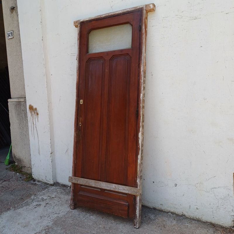 Puerta de tablero y vidrio con marco, completamente en cedro - imagen 2