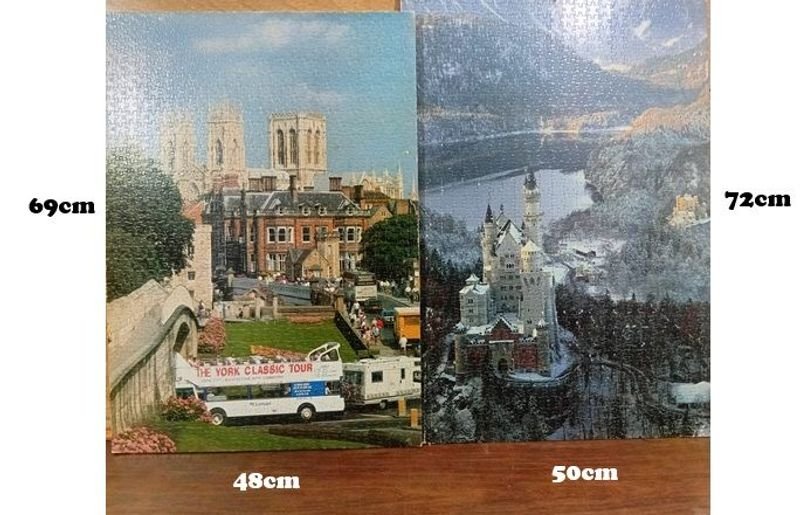 Par de Puzzles Completos Plastificados: York y Castillo Neuschwanstein