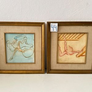 Lote siguiente: Par de Cuadros con Marco de Madera, Figuras Abstractas