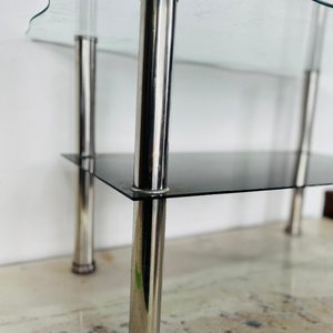 Mesa Ratona Moderna con Tapa de Vidrio y Estante Inferior - imagen 3