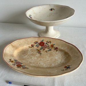 Frutera y Fuente Ovalada de Loza Italiana Sellada - imagen 3