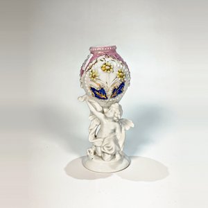 Mate Isabelino de Porcelana con Querubín y Flores - 18 cm - imagen 2
