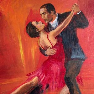 Pintura "Tango" al Óleo sobre Fibra por Martha Escondeur - 40x30cm - imagen 3