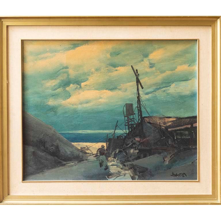 Pintura "Playa de Pescadores" de Nantes, Acrílico sobre Lienzo
