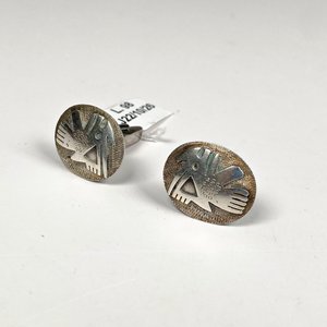 Par de Gemelos Ovalados de Plata con Diseño de Ave - imagen 2