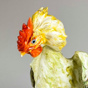 Figura de ceramica italiana gallo de pelea, firmado por el escultor Guido Cacciapuoti, altura 30 cm - imagen 3