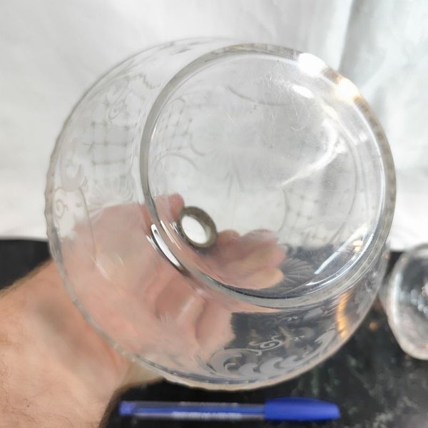 Botellón de cristal tallado al ácido con tapón en plata - imagen 5