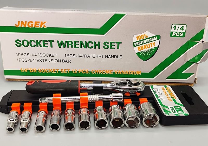 Juego de Bocallaves 1/4" Jngek 12 Piezas Cromo Vanadio