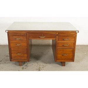 Lote anterior: Escritorio de madera con 7 cajones y vidrio biselado