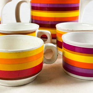 Juego de Tetera, Azucarero y Tazas Multicolor con Platillos - imagen 3