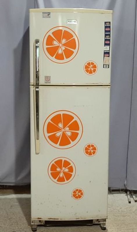 Heladera Panavox Blanca con Diseño de Naranjas