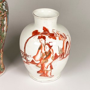Dos Floreros Orientales de Loza: Estilo Cantón y Decoración Floral - imagen 7