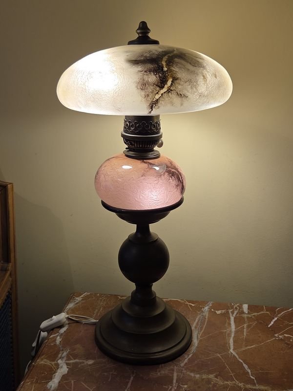 Lámpara inglesa en bronce y cristal con luces independientes - imagen 5