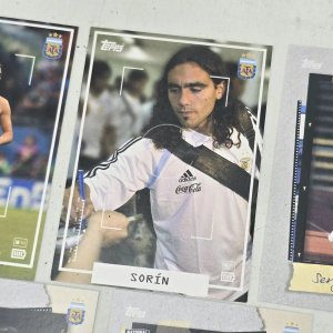 Tarjetas Topps Focus Argentina x5: Crespo, Sorín, Agüero, Martínez, Mastantuono - imagen 3