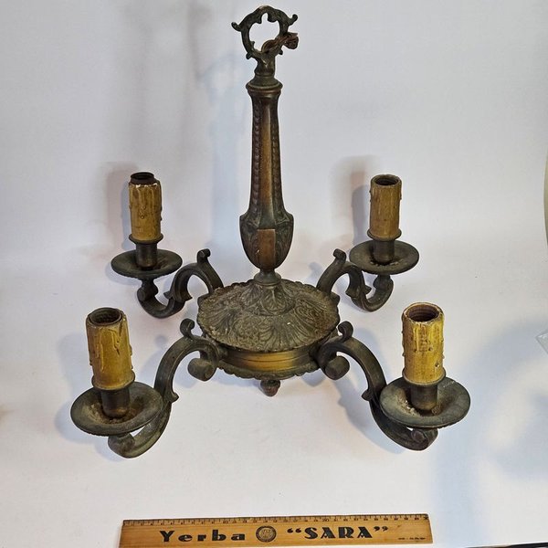 Araña grande de Bronce 4 Brazos - Decoración para velas - imagen 1