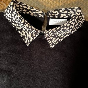 Buzo Negro Papaya con Cuello Camisa Estampado Talle 14 - imagen 4