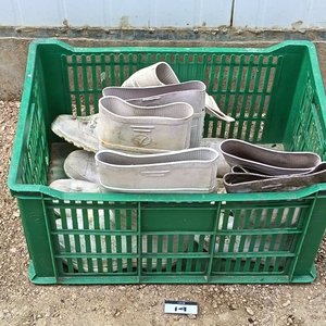 Lote siguiente: Cajón de Plásticos Apilable de color verde con Botos que No Forman Pares
