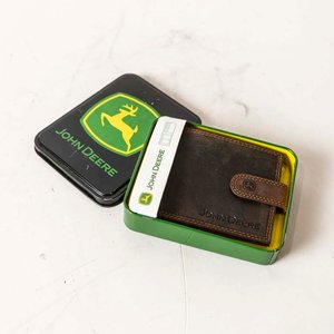 Billetera John Deere de Cuero Marrón con Caja Metálica Nueva - imagen 1