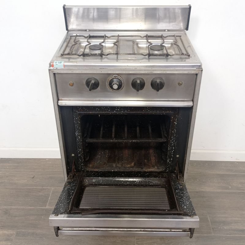 Cocina de 2 hornallas marca 'Delne' en acero inoxidable - imagen 2