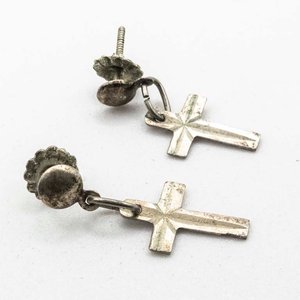 Tornillos para Oreja con Colgante de Cruz en Plata - imagen 2