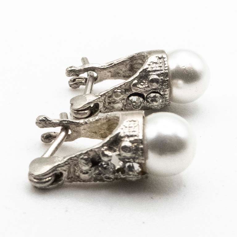 Caravanas de Plata "Lady Di" con Perlas y Circones